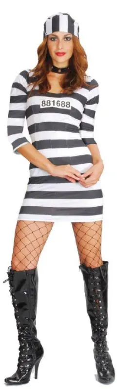 Kvindelig Fange-kostume (Kjole og hat) - Onesize