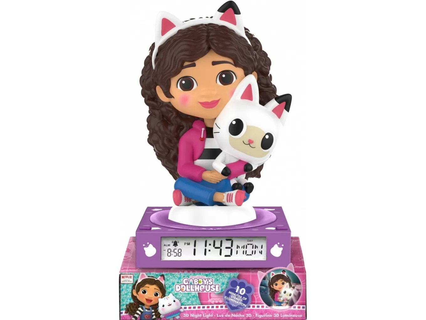 Kids Euroswan nattlampe med vekkerklokke LCD-skjerm kattedo/cat house Gabi/Gd00095