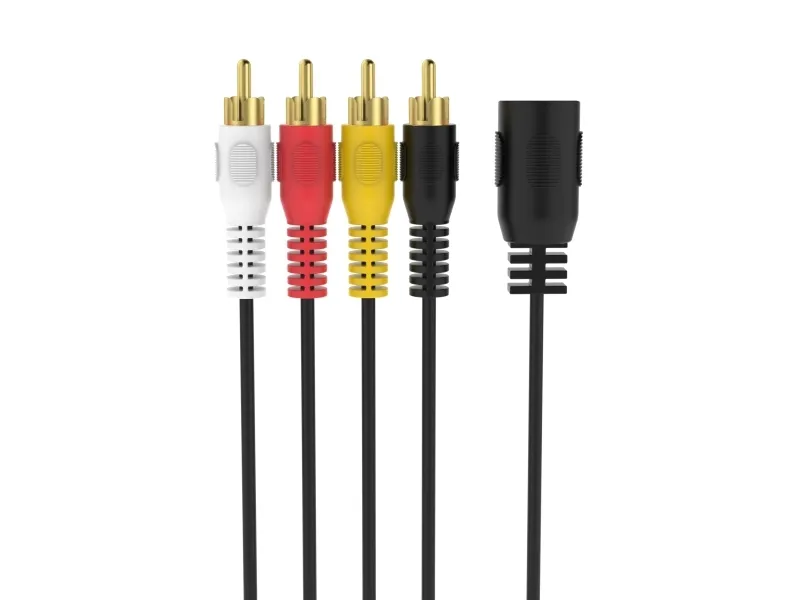 Sinox 5-pin DIN til 4 phono kabel. 0,2m. Sort