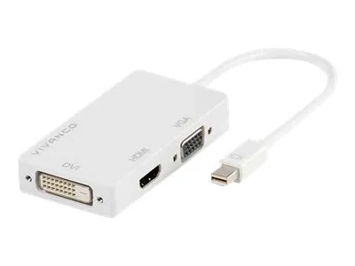 Vivanco - Video adapter - Mini DisplayPort hann til HD-15 (VGA), HDMI, DVI hunn - 10 cm - hvit