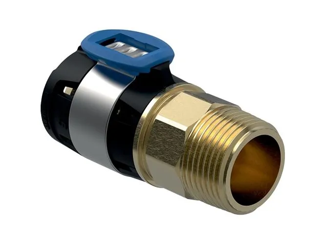 Geberit FlowFit overgang med udvendigt gevind: CuZn21Si3P, d=40mm, R=1 1/4