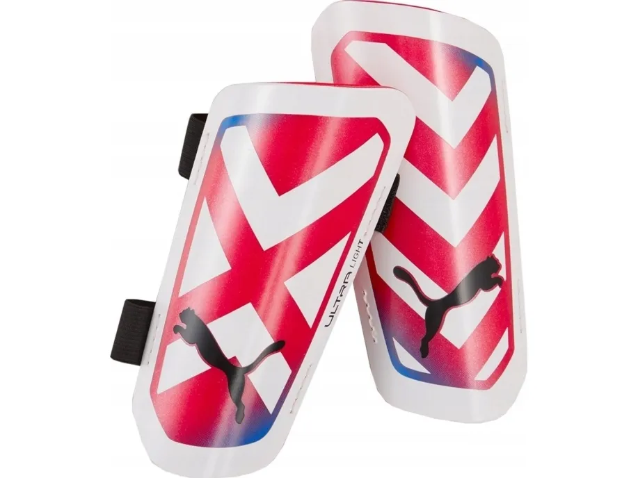 Fotballbeskyttere Puma Ultra Light Strap hvit og rød 30875 05 (L)