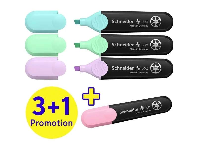 Schneider Schreibgeräte tekstmarker Job pastel, 4-pak sortert (115074) – 4 stk.