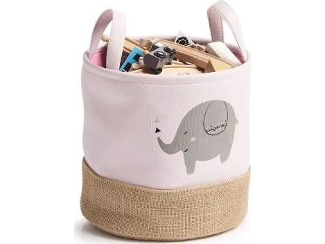 Zeller oppbevaringskurv Elefant, polyester/jute, rosa