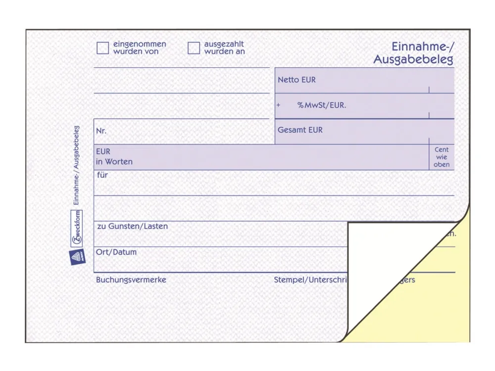 Avery Zweckform - Inntekts/utgifts-kupong - 40 ark - A6 (105 x 148 mm) - landskap - dublett - karbonfri