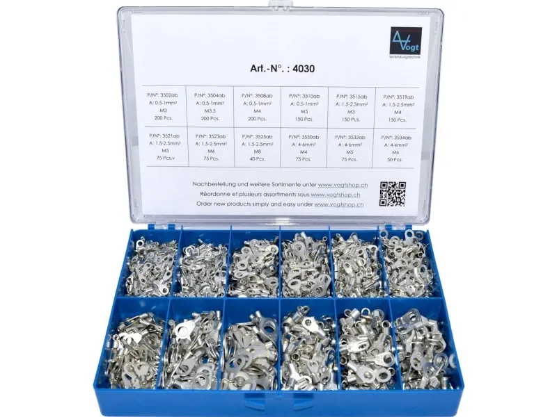 Vogt Verbindungstechnik 4030 ringsko-sortiment sølv 0,50 mm² til 6 mm² 1440 stk