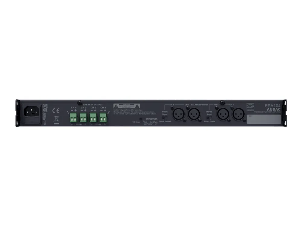 Audac EPA104 - Effektforsterker - 4 x 100 watt - svart