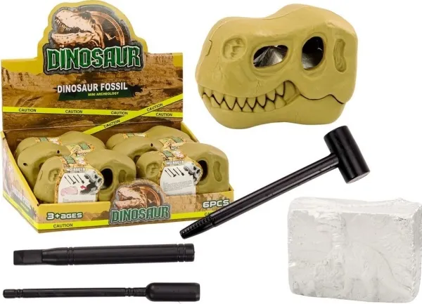 LeanToys arkeologisk utgravningssett med dinosaurer og skatter, hodeskalle, LEAN TOYS