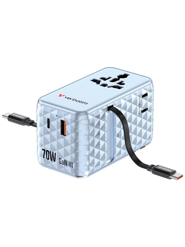 Verbatim 70W 2C Retractable Universal Travel Adapt