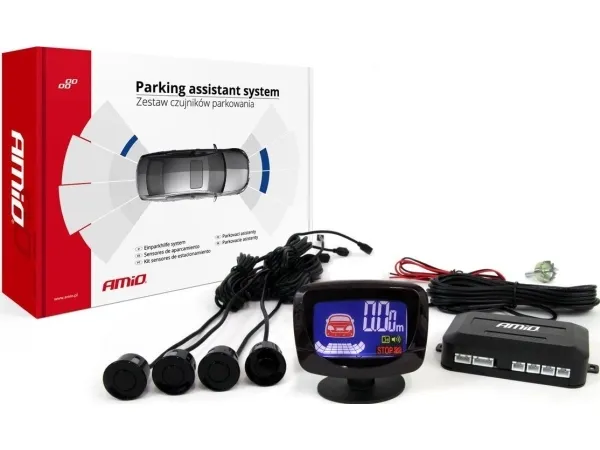 LED parkeringshjelpesystem GRAF, 4 svarte sensorer 22 mm AMIO-01562