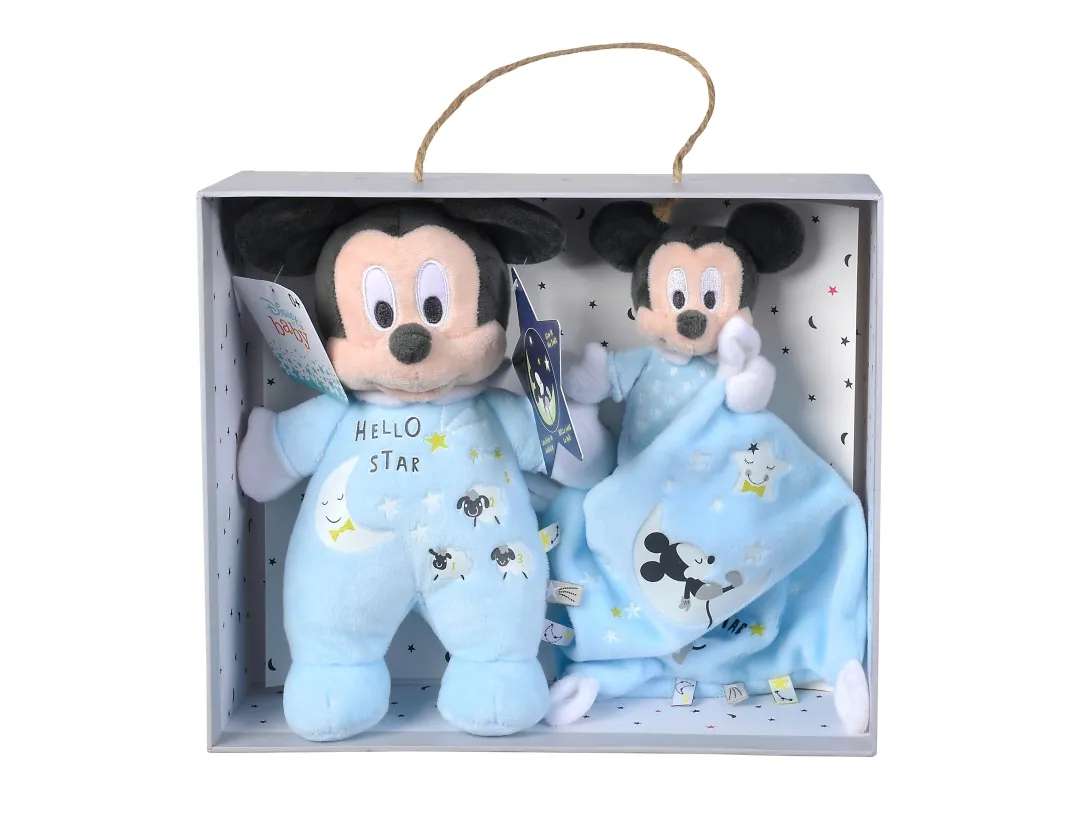 Simba Mickey Mouse Glow-in-the-Dark kosedyr & komfortteppe (gaveeske)