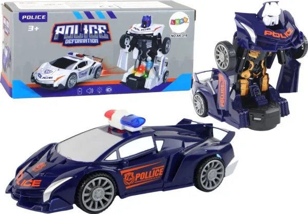 LeanToys bil-robot politi (mørkeblå)