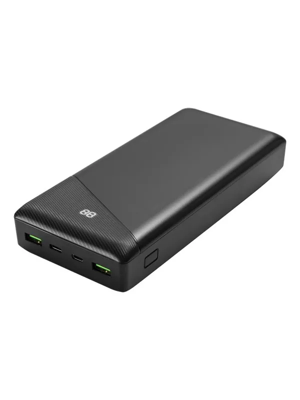 Deltaco Power bank 30000 mAh 3 A/18 W 111 Wh 2x Nødlader - Svart - 30 Wh