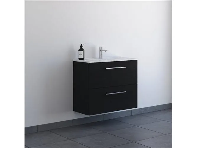Møbelpakke 81cm 2 skuffe m/vask sort eg