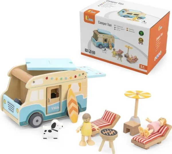Viga Toys tre bil Plaza campingvogn