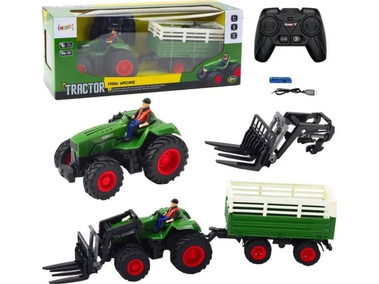LeanToys traktor med tilhenger og gafler, RC 2.4G