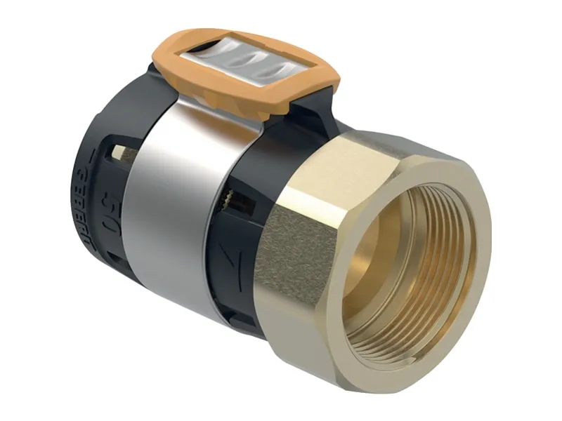 Geberit FlowFit overgang med indvendigt gevind: CuZn21Si3P, d=50mm, Rp=1 1/2