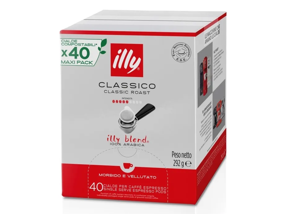 Illy Classico, Kaffe pute, Espresso, 292 g, Middels brent, Easy Serving Espresso pod (E.S.E.), 40 kopper