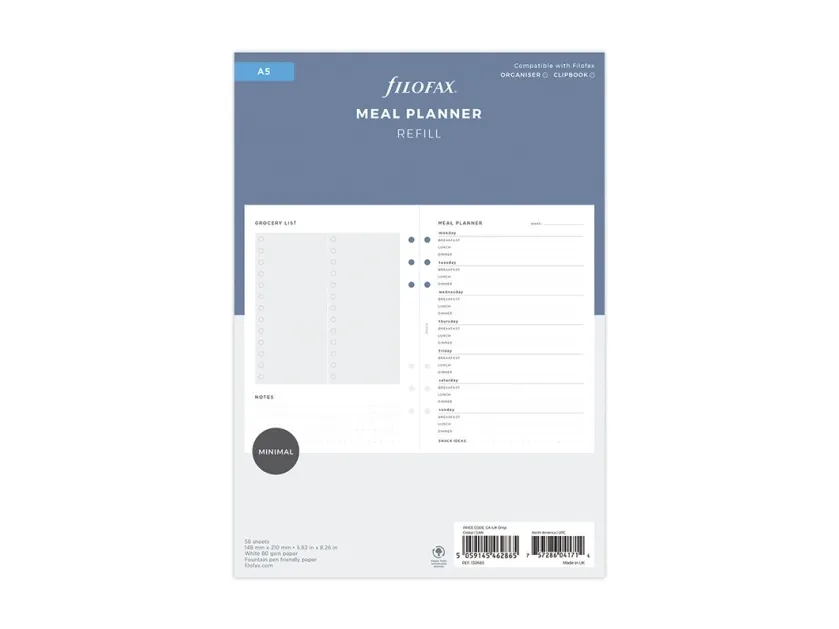 Filofax Måltidsplanlægger A5 Refill