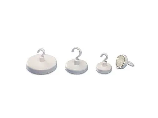 magnetoplan krokmagnet, hvit, diameter: 47 mm, magnetkrok for å feste gjenstander til veggen (52647)