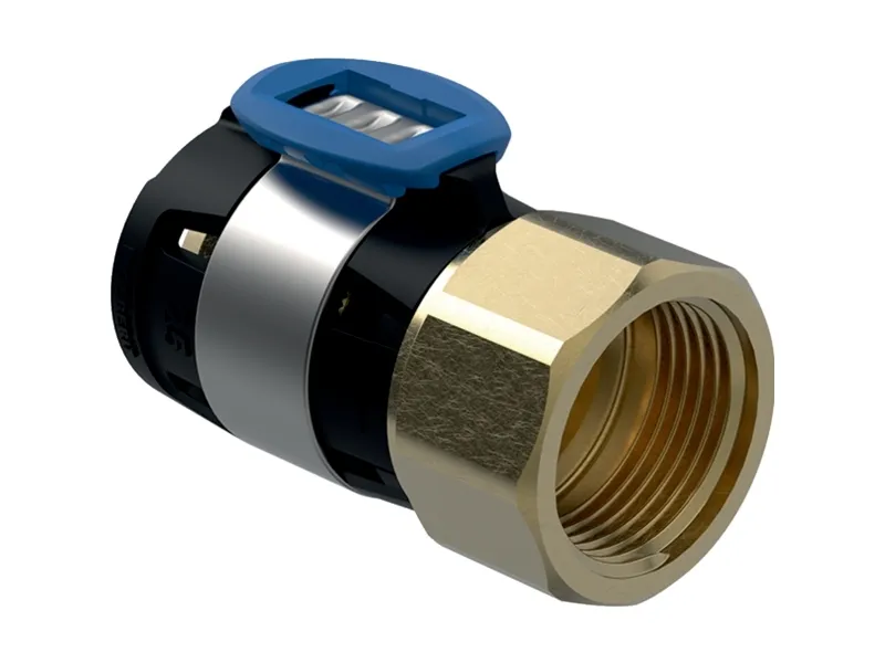 Geberit FlowFit overgang med indvendigt gevind: CuZn21Si3P, d=20mm, Rp=1/2