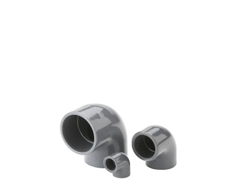 Fiap 2439, Polyvinylklorid (PVC), Buet festestykke til avløpsrør, Grå, 90°, 28 g
