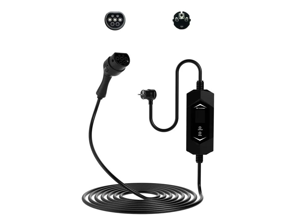 Sinox EV-ladekabel Mode 2 6–16A 1-fase, 5 m, sort