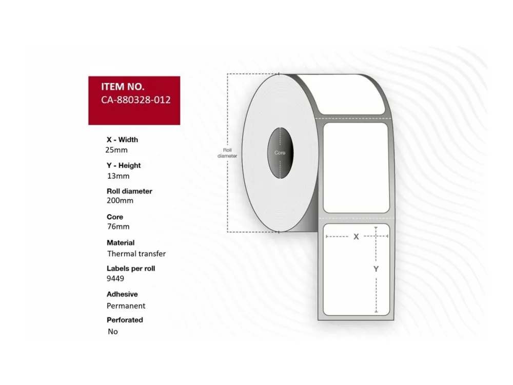 Capture - Polyester - permanet adhesiv - hvit - 25 x 13 mm 113388 etikett(er) (12 rull(er) x 9449 merkelapper