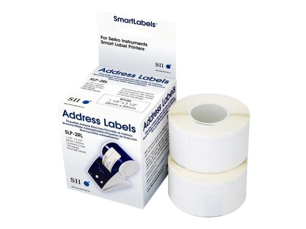 Seiko Instruments SLP-2RL - Hvit - 28 x 89 mm 260 stk (2 rull(er) x 130 adresselapper - for Smart Label Printer 100, 120, 200, 220, 240, EZ30, Pro
