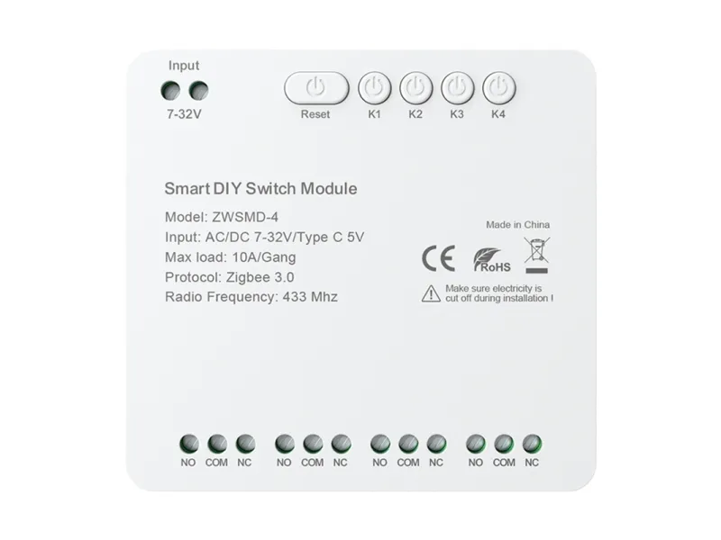 Avatto ZWSMMDâ4â32V 4âChannel ZigBee Switch Module - DC 32V