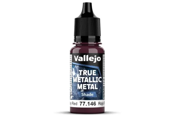 Vallejo 77.146 True Metallic Metal Shade Ruby Red, 18 ml