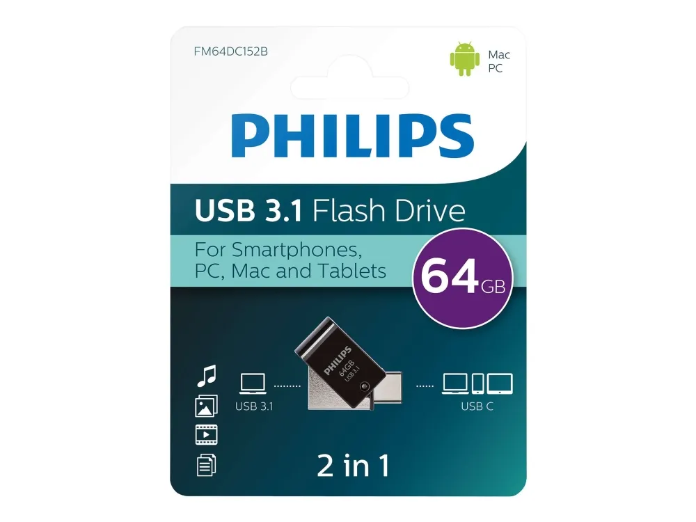 Philips FM64DC152B - USB-flashstasjon - 64 GB - USB 3.1 / USB-C