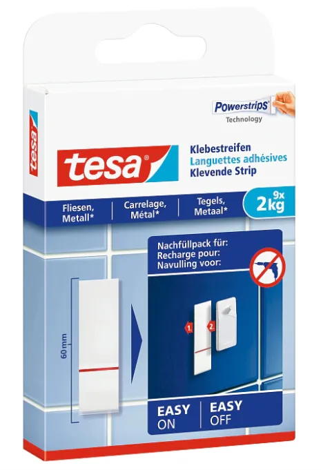 TESA 77760-00000-20, Hvit, Innendørs, Polyethylen, Glass, Metall, Plast, Tre, 2 kg, 9 stykker