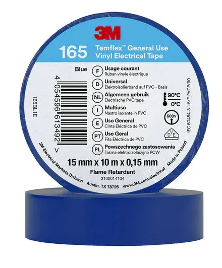 3M 7100184724, 1 stykker, Blå, PVC, 600 V, Blister, 10 m