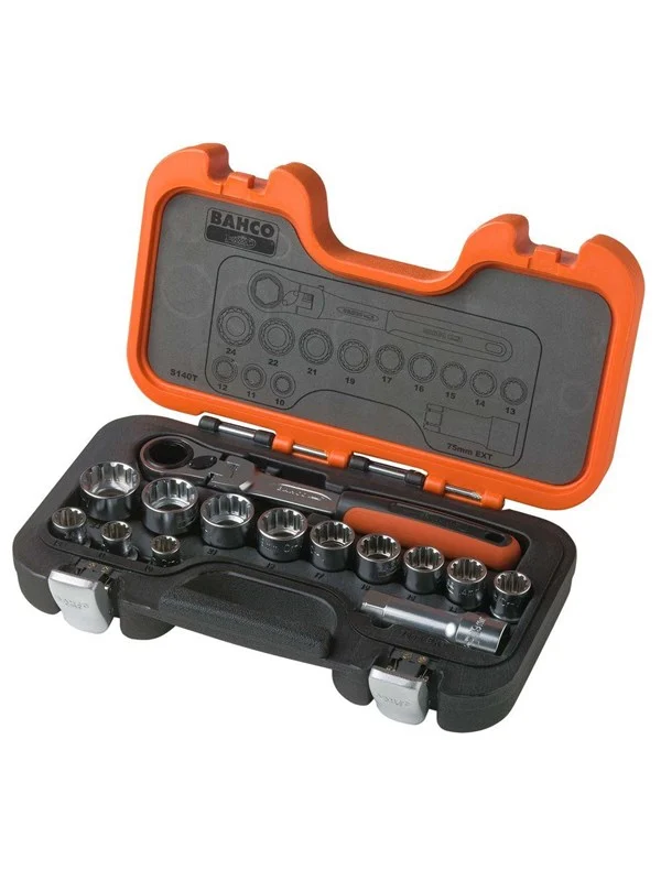 BAHCO socket set 1/2 14 pieces 10-24mm