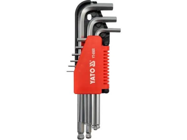 Yato YT-0505, L-formet hex-nøkkelsett, Metrisk, 9 stykker, Kromvanadiumstål, 1.5,2,2.5,3,4,5,6,8,10 mm, 1,5 cm