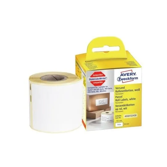 Avery Zweckform - Papir - permanet adhesiv - hvit - 54 x 101 mm 110 etikett(er) (1 rull(er) x 110) rektangulære etiketter