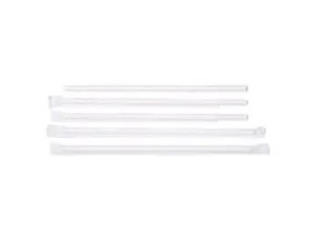 Sugerør Ø8x230 mm uden knæk enkeltpakket Bionedbrydelig Papir Hvid,500 stk/ps - (500 stk.)