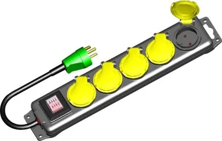 5-kontakt uttak M/J med 1,4 meter kabel H05RN-F 3x1, IP44