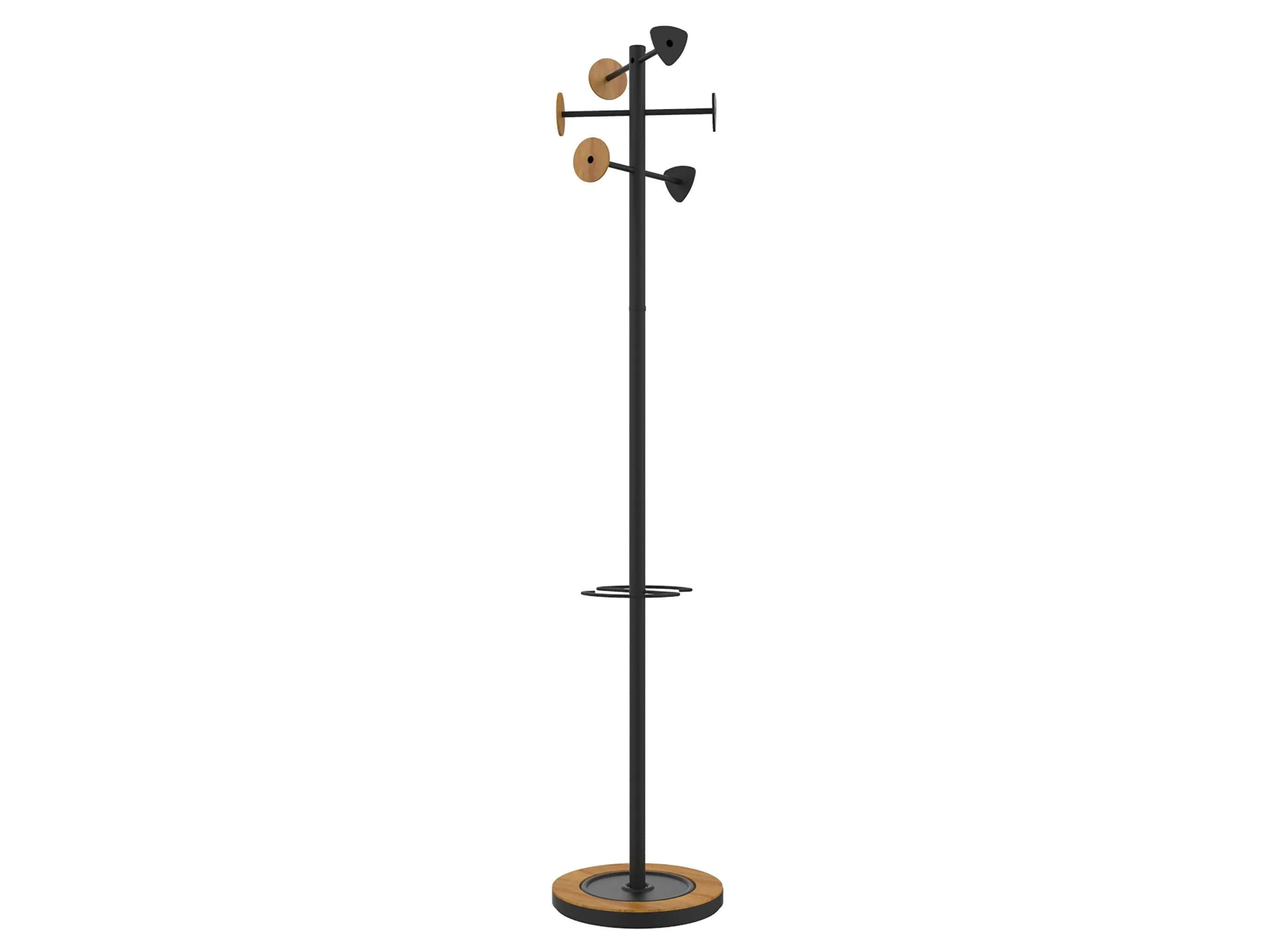 Unilux BORA, Gulvstående, Bamboo, Stål, 6 kroker, Tre, Sort, 340 mm, 1780 mm