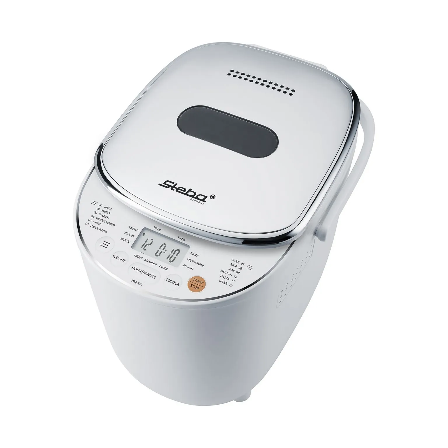 Steba BM 3, 750 g, Forsinket start timer, Tittevindu, Timer, Variabel skorpebruningsinnstilling, Funksjon til å holde varmen