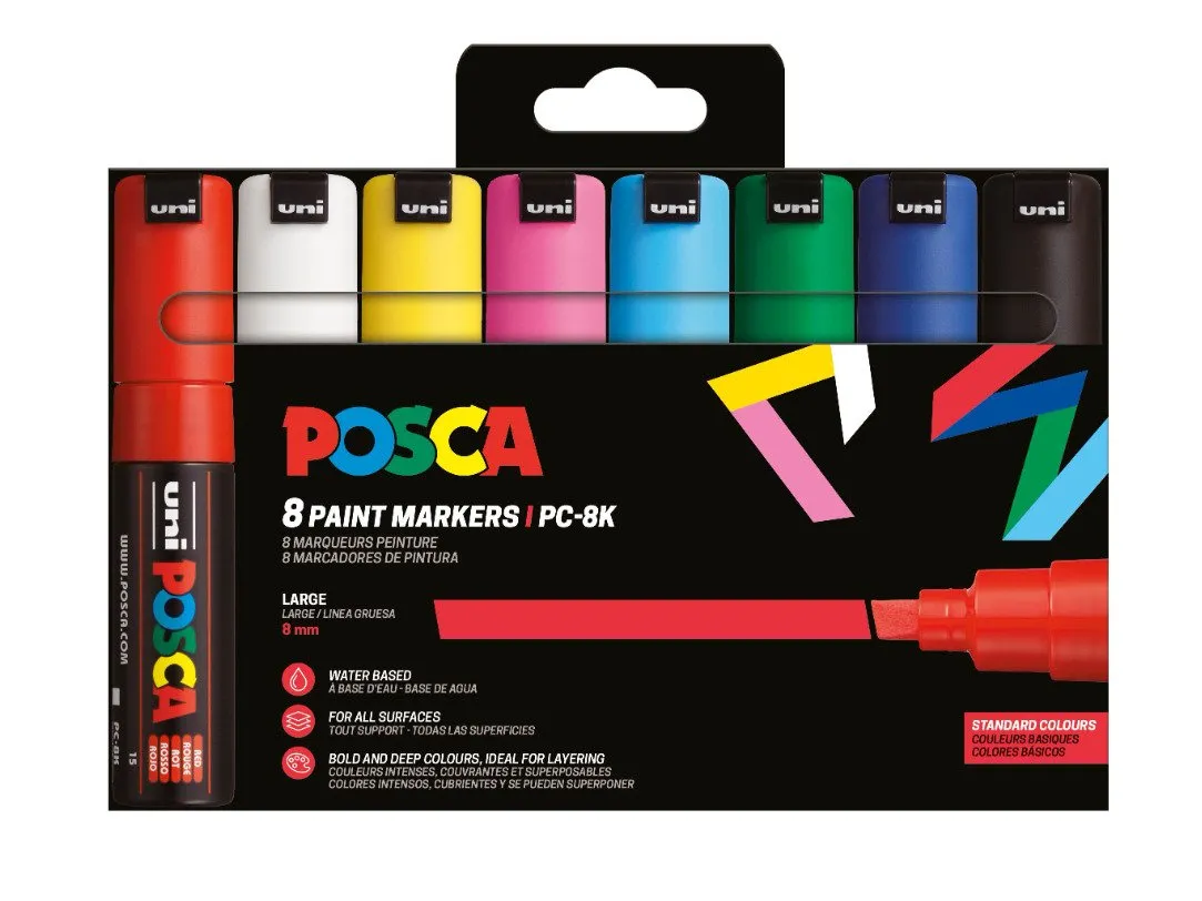 POSCA PC-8K 8stk Basis Farver