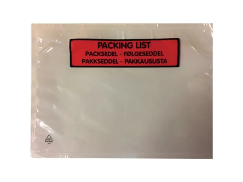 Følgeseddellommer, C5, med tekst, 175 x 235 mm, 30my, pakke a 1.000 stk.
