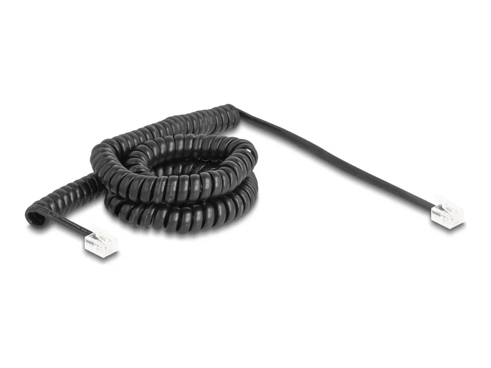 Delock - Telefonkabel - RJ-11 (hann) til RJ-11 (hann) - 5 m - rullet sammen - svart