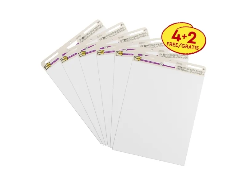 Flipover/Post-it, hvit, 635x762 mm, 4+2 blokker, blokk a 20 ark - (6 stk.)