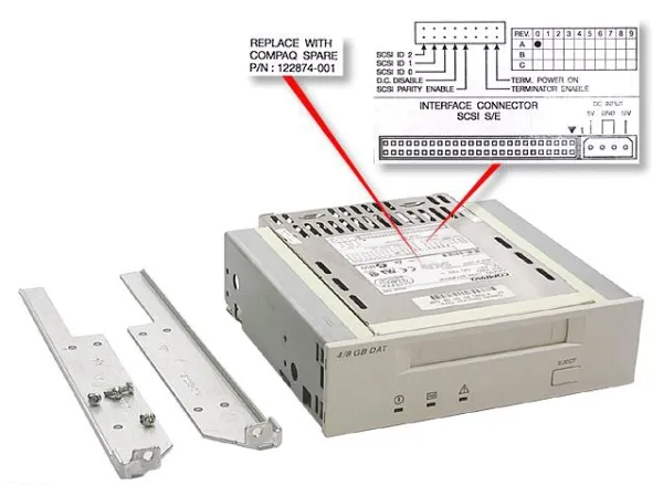 HP 4/8GB DAT Drive, Lagringsstasjon, Tape-kassett, 2:1, DAT, Grå, 4 GB
