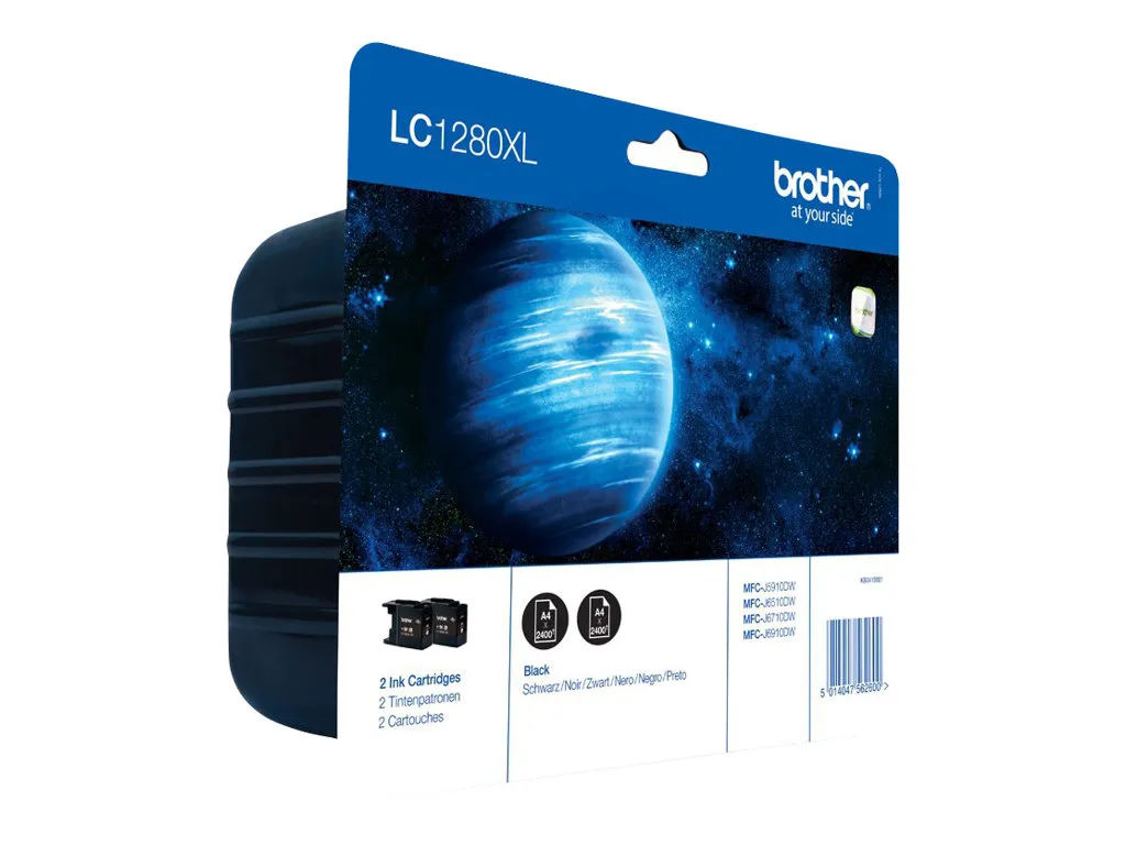 Brother LC1280XLBKBP2 - 2-pack - høykapasitets - svart - original - blister - blekkpatron