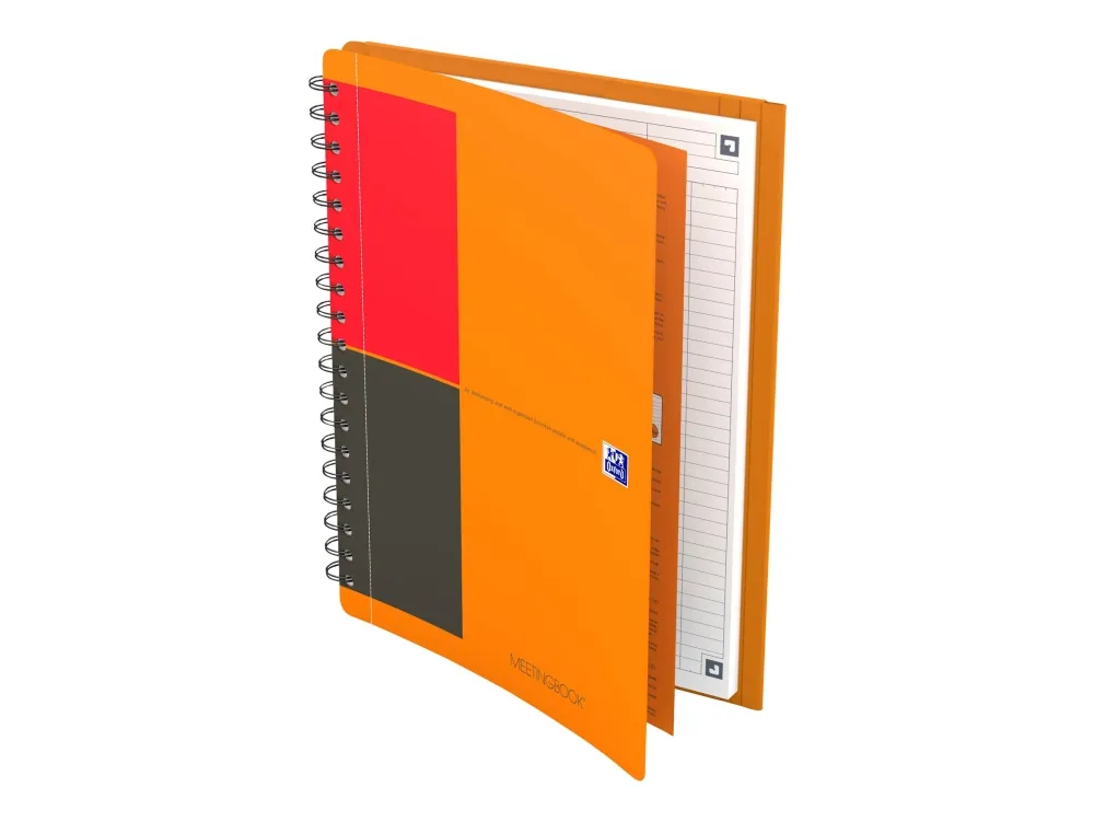 Oxford International MeetingBook - Notisbok - spiralbundet - B5 (176 x 250 mm) - 80 ark / 160 sider - hvit - linjert - 2 hull - polypropylen (PP)
