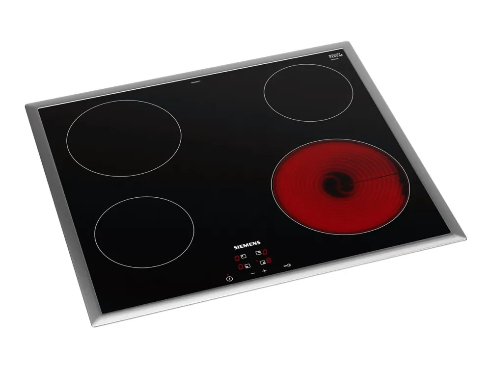 Siemens iQ100 ET645HE17 - Keramisk koketopp - 4 plater - Nisje - bredde: 56 cm - dybde: 49 cm - med rustfritt stål - svart/rustfritt stål