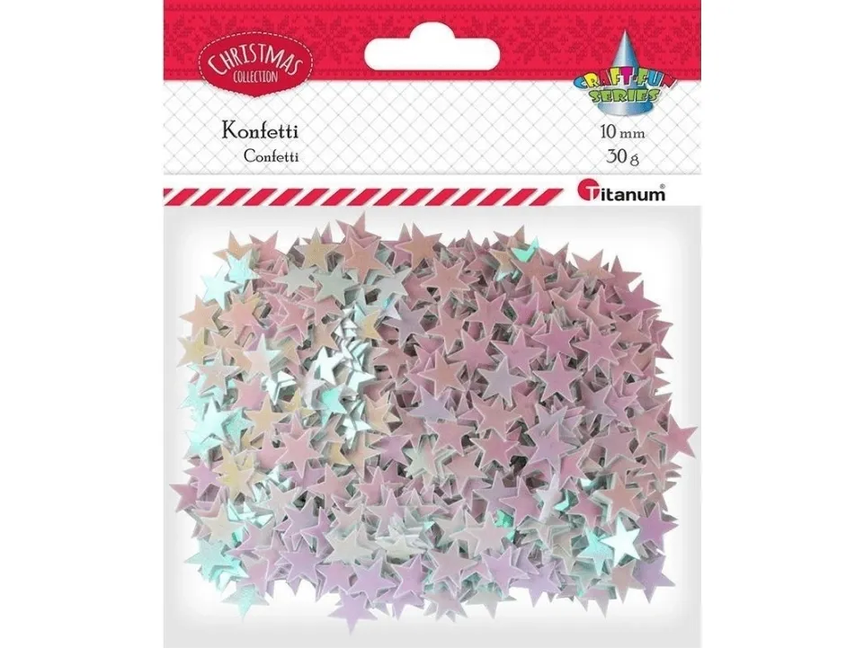 Titanum konfetti stjerner 30 g lys rosa